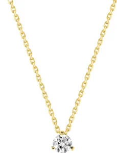 Collier avec pierre diamant 0.14ct gh-si or 750/1000 jaune