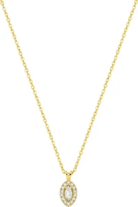 Collier avec pierre diamant synthétique f-vs 0.12ct or 375/1000 jaune