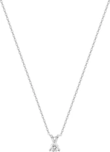 Collier avec pierre diamant synthétique f-vs 0.15ct or 375/1000 blanc Gris rhodié