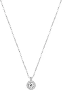 Collier avec pierre diamant synthétique f-vs 0.16ct or 375/1000 blanc Gris rhodié