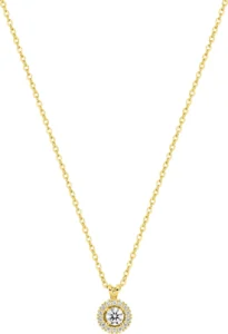 Collier avec pierre diamant synthétique f-vs 0.16ct or 375/1000 jaune central 0,10ct