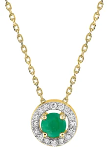 Collier avec pierre émeraude oxyde de zirconium or 750/1000 jaune+rh