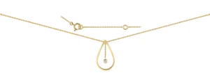 Collier avec pierre Or 750/1000 collier goutte pampille diamant Jaune
