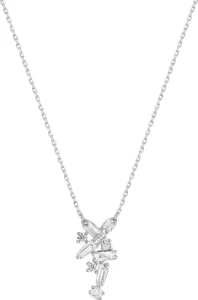 Collier avec pierre oxyde de zirconium or 375/1000 blanc Gris