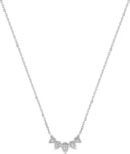 Collier avec pierre oxyde de zirconium or 375/1000 blanc Gris rhodié