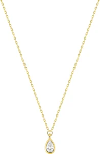 Collier avec pierre oxyde de zirconium or 375/1000 jaune