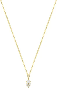 Collier avec pierre oxyde de zirconium or 375/1000 jaune
