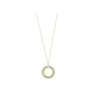 Collier n°3 acier doré, cristal jaune