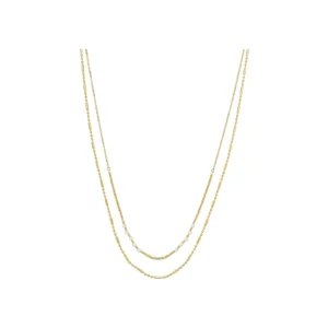 Collier n°3 acier doré, quartz rose, perles miyuki dorees jaune