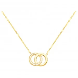 Collier plaque or 22 oxydes de zirconium jaune
