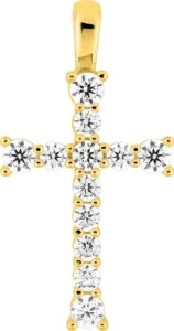 Pendentif croix x oxyde de zirconium or 750/1000 jaune
