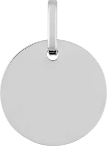Pendentif plaque ronde or 375 blanc Or 375/1000 Gris rhodié