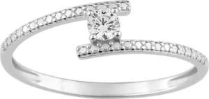 Bague empierrée taille 54 oxyde de zirconium or 375/1000 blanc Gris rhodié