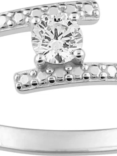 Bague empierrée taille 54 oxyde de zirconium or 375/1000 blanc Gris rhodié
