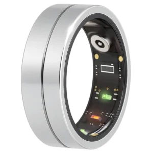 Bague taille 60 connectée toltek "alpina" acier brossé largeur 9mm gris
