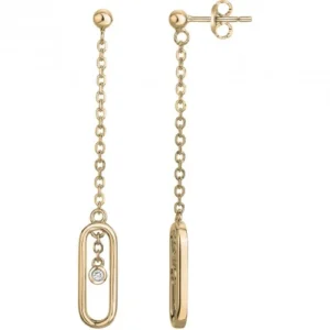 Boucles d'oreilles la garçonne diamant pendantes plaque. or 3m, or 750 1000 et 2 dia jaune
