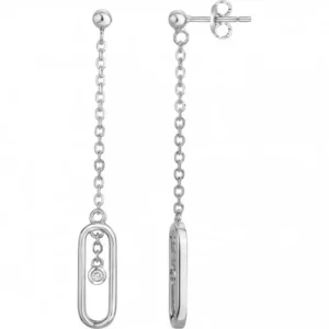 Boucles d'oreilles la garçonne diamant puces argent. 925 et 2 dia gris rhodié