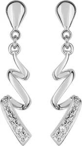 Boucles d'oreilles pendantes Bo.pendentif diamant 0.01ct gh-p1 or 750/1000 blanc Gris rhodié