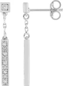 Boucles d'oreilles pendantes Pendents barrette 5 diamants Or 750/1000 Gris