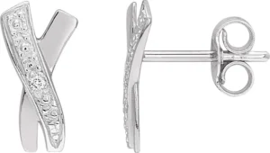 Boucles d'oreilles puces Bo. diamant 0.01ct gh-p1 or 750/1000 blanc Gris rhodié