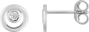 Boucles d'oreilles puces Bo. diamant 0.01ct gh-p1 or 750/1000 blanc Gris rhodié