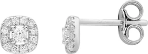 Boucles d'oreilles puces Bo. diamant 0.12ct gh-p1 or 750/1000 blanc Gris rhodié