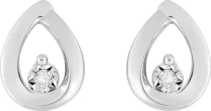 Boucles d'oreilles puces Bo. diamant.past 0.02ct gh-p1 or 750/1000 blanc Gris rhodié