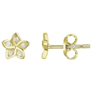 Boucles d'oreilles puces plaque or et 10 oxydes de zirconium jaune