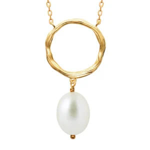 Collier plaqué or 750 3mic perle de culture jaune