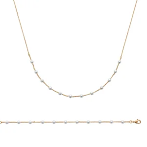 Collier plaqué or 750 3mic perles imit jaune