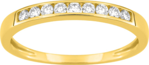 Alliance demi-tour taille 54 avec diamants synthétiques F-VS 0,20 ct en or 375/1000 jaune