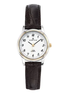 Montre Certus Quartz Femme Bicolore Cuir Marron Cadran Blanc 645302