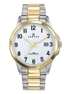 Montre Certus Quartz Homme Bicolore Acier Bicolore Cadran Blanc 616388