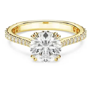 Bague cocktail Swarovski Stilla taille 55 cristaux blancs dorée