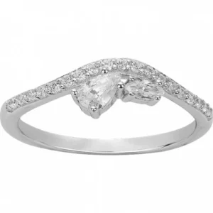 Bague empierrée taille 54 argent 925 rhodié avec 21 oxydes de zirconium