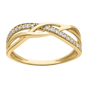 Bague empierrée taille 54 avec oxyde de zirconium en or 375/1000 jaune