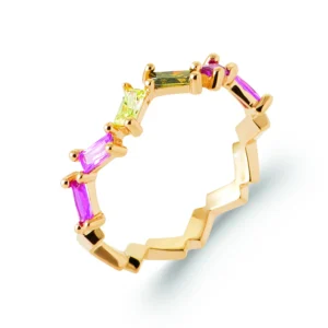 Bague empierrée taille 54 plaqué or 3 microns avec pierre synthétique réf. 20008405