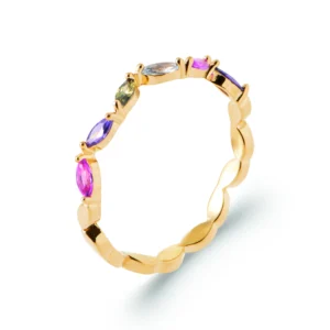 Bague empierrée taille 56 plaqué or 3 microns avec pierre synthétique réf. 20008305