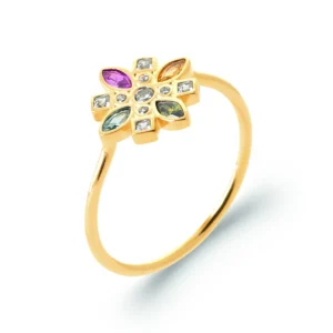 Bague empierrée taille 56 plaqué or 3 microns avec pierre synthétique réf. 20009105