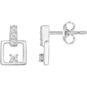 Boucles d'oreilles argent 925 rhodié avec 8 oxydes de zirconium