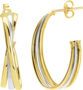 Boucles d'oreilles demi-créoles en or 750/1000 bicolore