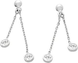Boucles d'oreilles pendantes avec oxyde de zirconium en or 375/1000 blanc