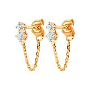 Boucles d'oreilles pendantes plaqué or 3 microns avec oxydes de zirconium réf. 23058210
