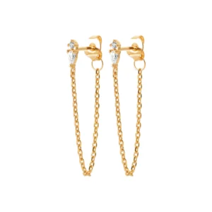 Boucles d'oreilles pendantes plaqué or 3 microns avec oxydes de zirconium réf. 23077710