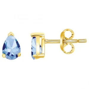 Boucles d'oreilles plaqué or avec oxydes de zirconium bleus