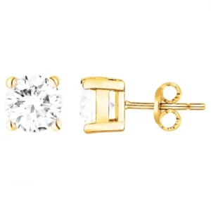 Boucles d'oreilles plaqué or avec 2 oxydes de zirconium