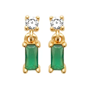Boucles d'oreilles plaqué or 3 microns avec pierre synthétique