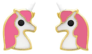 Boucles d'oreilles puces laquées avec fermoir à vis en or 375/1000 jaune