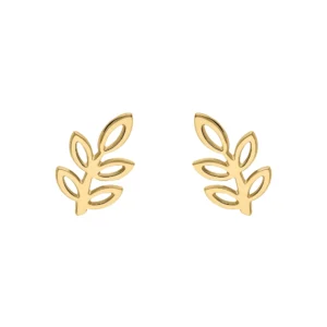 Boucles d'oreilles puces motif feuille en or 375/1000 jaune