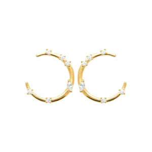 Boucles d'oreilles puces plaqué or 3 microns avec oxydes de zirconium réf. 23077110